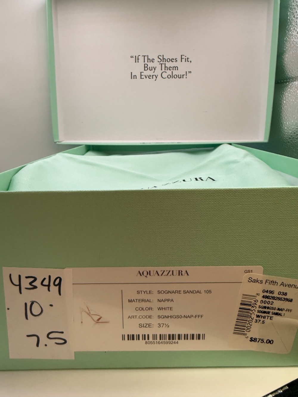 AQUAZZURA 37.5 White Sandal - Picture 8 of 8